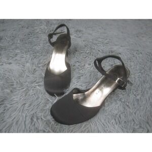 Ellemenno Dancin Dress Heel Sandals Womens Size 5.5 Black Ankle Strap Slingback